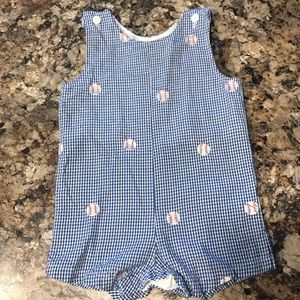 Blue and white Plaid Baseball Overalls